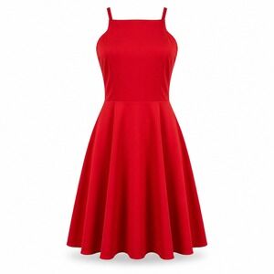 Lulus Red Skater Dress S Fit Flare Romantic Wedding Guest Modern Noir Coquette